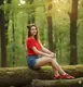 Красные трикотажные женские босоножки красный
