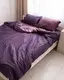 Постельное белье семейное Dushka Home Страйп сатин 20539 160х215х2 см баклажаное с сливовым