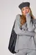 Жіночий костюм oversize у рубчик зі штанами палаццо - сірий цвет, ONE SIZE