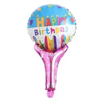 Шар с надувной ручкой Happy Birthday (свечи)
