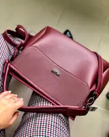 Сумка на три отделения бордовая никель