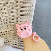 Чехол для AirPods Pro 2/1 - Pig 3D Розовый (pink), силиконовый
