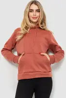 Худи женский на флисе, колір темно-кораловий, 229R150