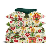Полуторное постельное белье с простыней на резинке CHRISTMAS CS2