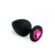 Анальная силиконовая пробка с розовым кристаллом  Black Silicone Pink-Rhodolite M