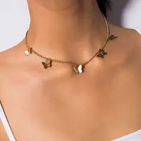 Колье женское Бабочки 8484 36 см золотистое
