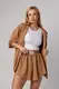 Трикотажный костюм с шортами клеш и рубашкой oversize - коричневый цвет, S