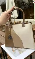 Сумка женская бежевая со вставками код 7-90906