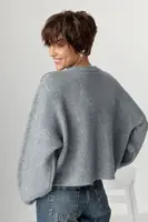 В'язана жіноча укорочена кофта - сірий цвет, ONE SIZE