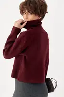 Базовый теплый гольф в рубчик – бордо цвет, ONE SIZE (есть размеры)