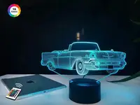 3D ночник "Автомобиль 20" (УВЕЛИЧЕННОЕ ИЗОБРАЖЕНИЕ) + пульт ДУ + сетевой адаптер +батарейки (3ААА)  3DTOYSLAMP
