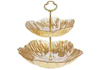 Фруктовница на ножке Bona Di Flower 992-193 25х25.5 см прозрачная с золотистым