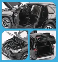 Модель автомобиля Toyota RAV4 2020 черная 1:32 — инерционная металлическая машинка со звуком и светом