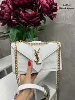 Белый - фурн золото - молодежный, изысканный, стильный, каркасный клатч на цепочке под клапаном (0433-3)
