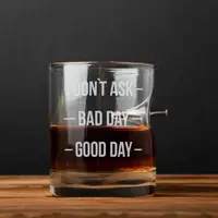 Стакан с гвоздем "Don`t ask. Bad day. Good day", английский, Деревянная подарочная коробка с гравировкой