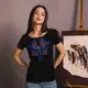 Вышиванка женская Moderika Elegy черная с сине-коричневой вышивкой XXL