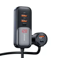 Адаптер автомобильный USAMS Digital Display Fast Car Charger US-CC213 C40 |3USB/2Type-C, 165W|