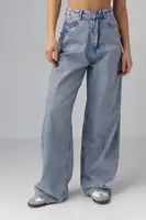 Женские широкие джинсы wide-leg - синий цвет, 38р