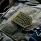 Шеврон на липучке Герб Трезубец Украины 6х8 см хаки вышитый патч нашивка