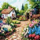 Картина по номерам "Цветы у хижины" 30х30 см