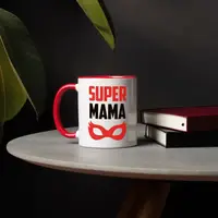 Чашка "SUPER MAMA", Червоний, Дерев'яна подарункова коробка, 330 мл
