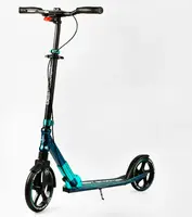 Двухколесный складной самокат Best Scooter, фонарик, амортизатор. Black and turquoise (113199)