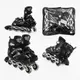 Роликовые коньки 608-L Best Roller колеса PVC светящиеся. Black (размер 39-43) (173860)