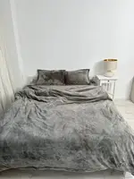 Постільна білизна плюшева євро Dushka Home 20761 200х220 см графітова