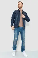 Куртка чоловіча джинсова з потертостями колір темно-синій 157R9488