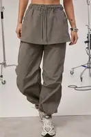 Женские брюки из плащевки с юбкой - серый цвет, ONE SIZE (есть размеры)