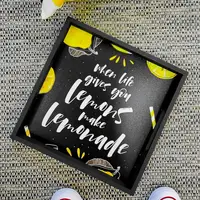 Піднос (таця) квадратний з дерева When life gives you lemons make lemonade 30x30x4 см (PDN_19N009_BL)