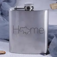 Фляга сталева "Home", англійська, Дерев'яна подарункова коробка