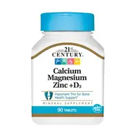 Витамины и минералы 21st Century Calcium Magnesium Zinc + D3, 90 таблеток