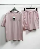 Костюм жіночий літній із котону Fashion 188 20573 M пудровий