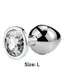 Металлическая анальная втулка Silver white crystal, размер L