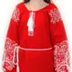 Вышитая блуза Ольга красный лен с белой вышивкой