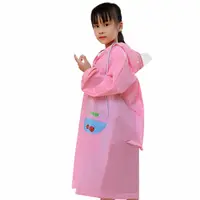 Плащ-дождевик детский Lesko 615 Cherry Pink размер L водонепроницаемый с местом под рюкзак прозрачный