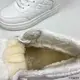 Женские зимние ботинки из эко кожи + плащевка белые на меху