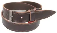 Мужской кожаный ремень под джинсы Skipper 1114-38-2 коричневый 3,8 см