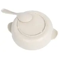 Тарілка з ложкою Lesko A238 Beige з пшеничної соломи для дітей
