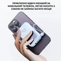 Павербанк 10000мАг з швидкою зарядкою 22.5Вт і вбудованими кабелями Type-C/Lightning/USB, Powerbank 22.5Вт Purple