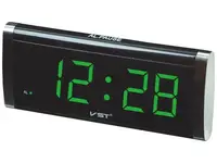 Часы VST VST-730 сетевые 220В led будильник Black (1819)