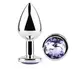 Анальная пробка с кристаллом EGZO - Silver Round Plug Amethyst size M