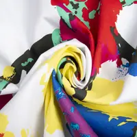 Ткань костюмная коттон квітка акварель жовто/синя