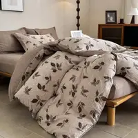 Постільна білизна євро з текстурою льону та з простирадлом на резинці Colorful Home 20497 200х230 см