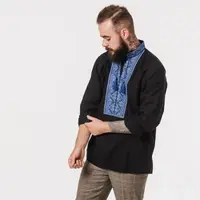 Вышиванка Moderika Чугайстер черная с синим орнаментом