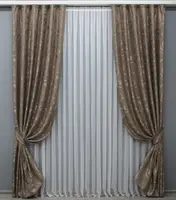 Комплект (2шт. 1,5х2,7м.) готових жакардових штор. Колір какао. Код 1526ш 33-0404