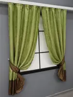 Комплект (2шт. 1,1х1,7м.) коротких штор з жакарду. Колір оливковий з венге. Код 033дк 12-0050