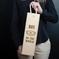 Коробка для бутылки вина "Bos №1 of the world" подарочная, английский