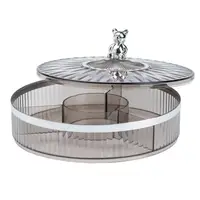 Цукерниця пластикова на 4 відділення круглая 26 см Сіра HP48629S